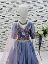 Oc 202 Taby Silk Organza With Digital Print Kids Wear Gown With Dupatta Exporters In India
